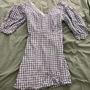Urban Outfitter Plaid Dress with Puffy Sleeves